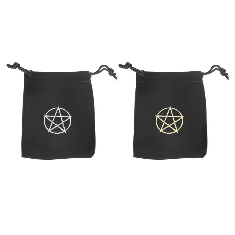 

T21C Pentagram Tarot for Oracle Card Storage Bag Small Drawstring for Candy Jewelry Earring Necklace Ring Package