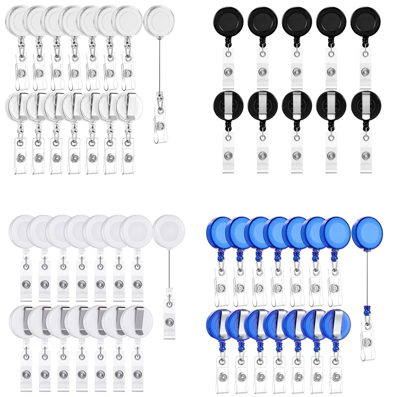 100 PCS Retractable Badge Reel Clips ID Card Holder Reel With Metal Belt Clip For Hanging Cards Key Chains