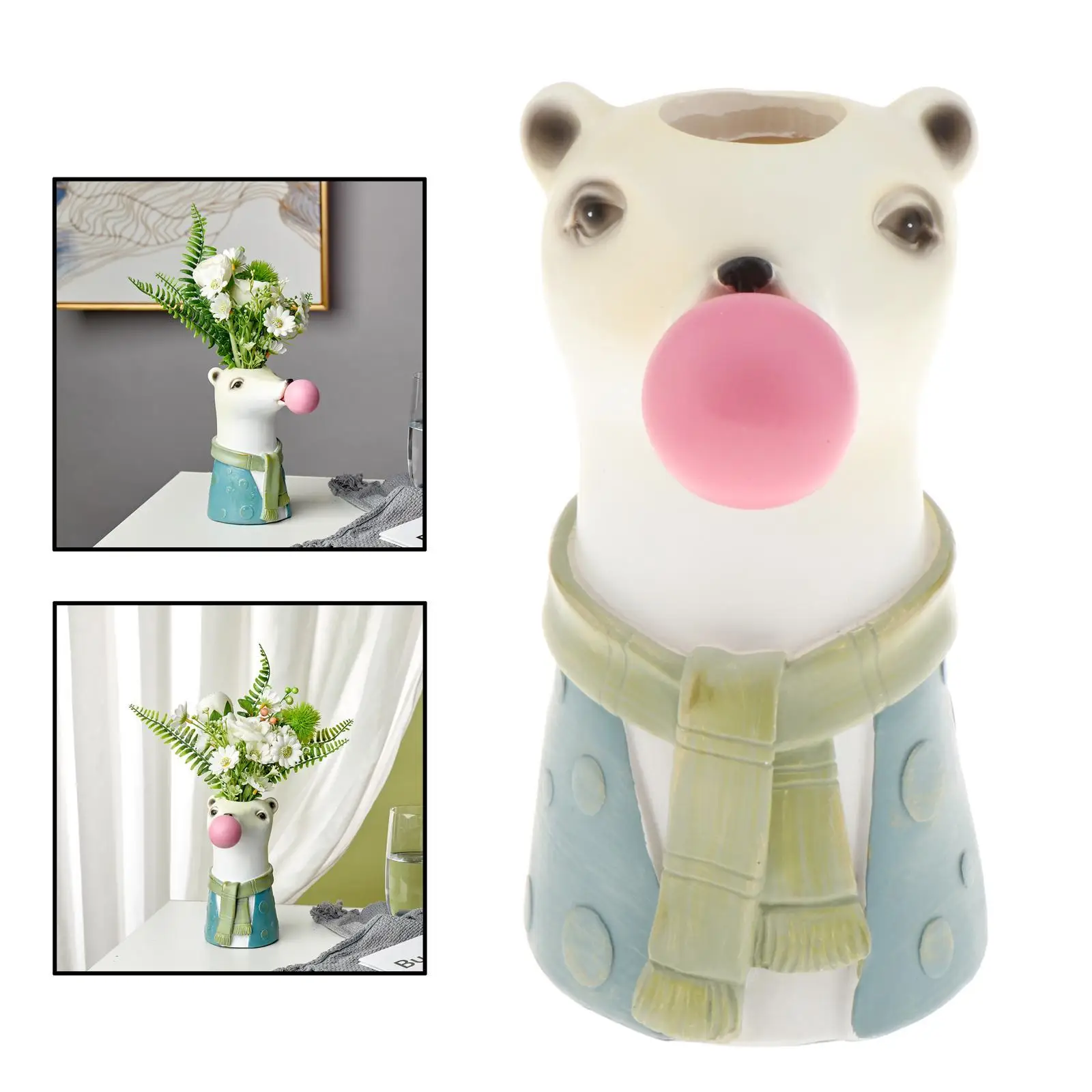 

Resin Flower Vase, Animal Head Shaped Pot, Decorative Modern Table Floral Vases