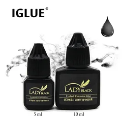 IGLUE Lady Cola Preta para Cílios Falsos, Suprimentos de Extensão Falsa, 5ml Black Cap Adhesive, Maquiagem Ferramenta de Beleza, Coréia Lava Lash