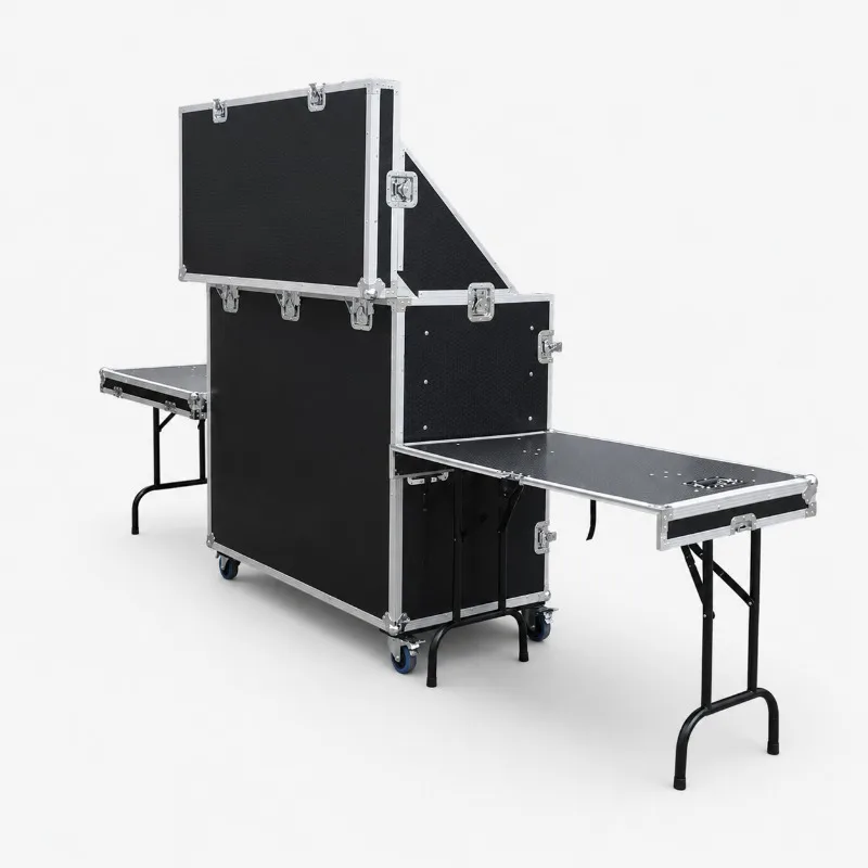 Custom 12-Drawer Workstation Flight Case with Two Side Tables