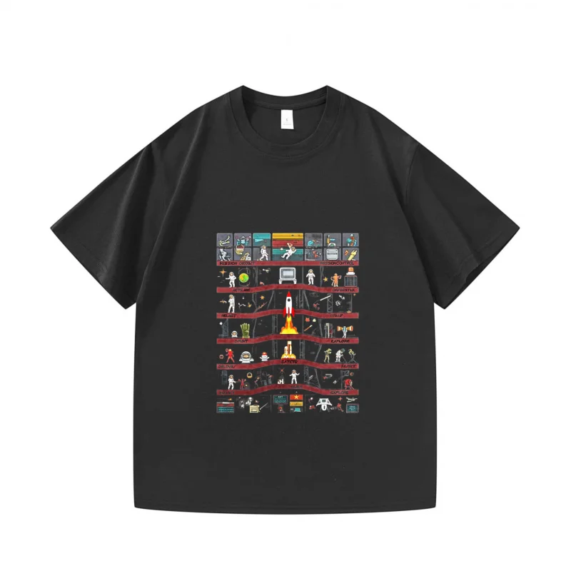 

Мужская футболка черного цвета с принтом Space Rocket Launch Повседневная одежда для повседневного активного отдыха