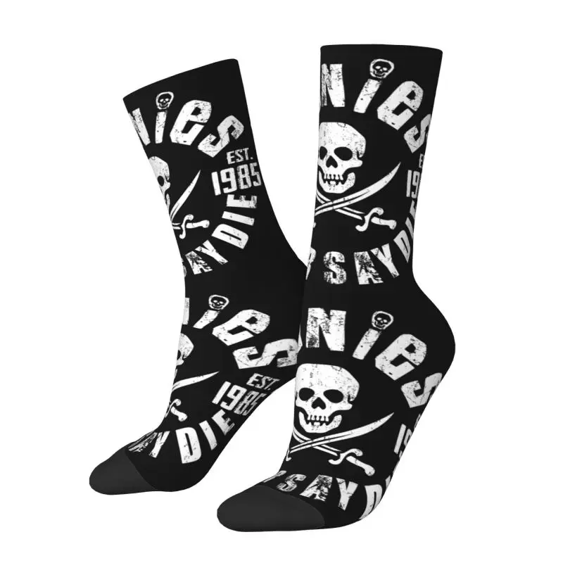 Calcetines de vestir de Goonies Retro para hombre, calcetín Unisex cómodo y cálido con estampado 3D de calavera gótica