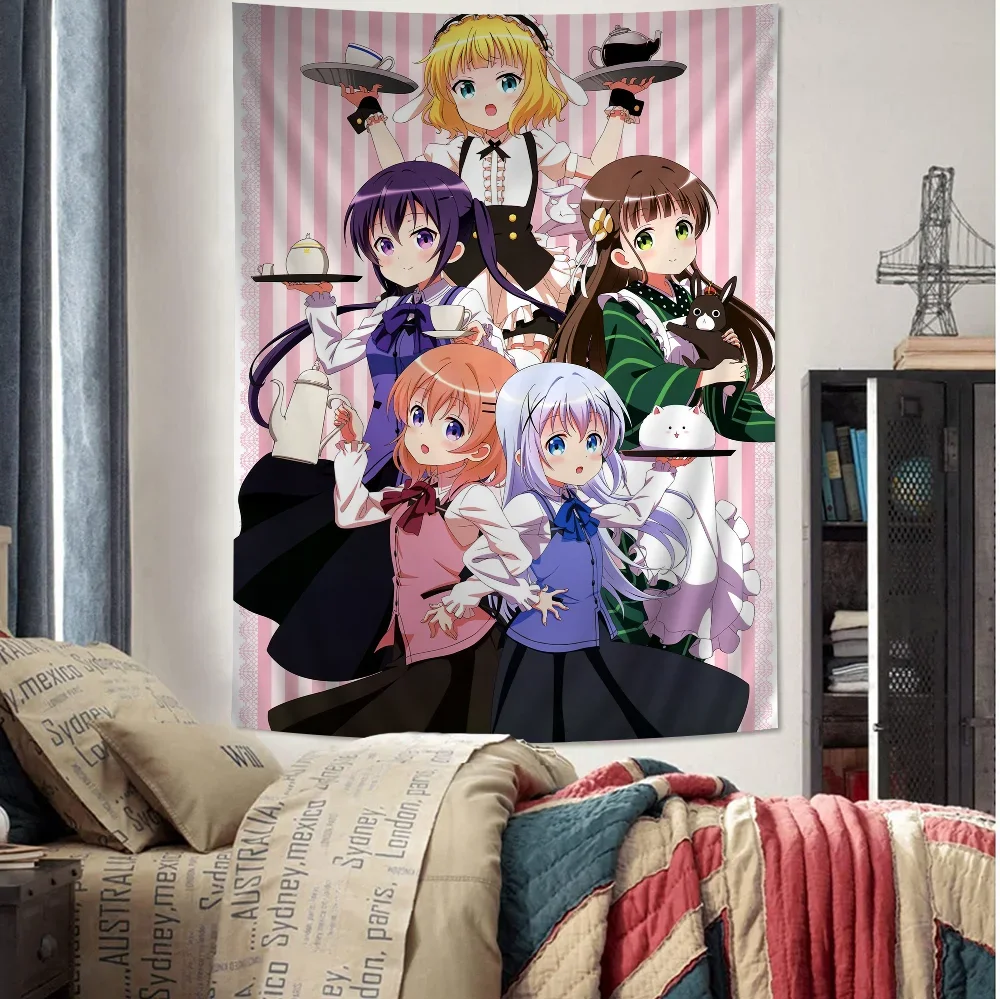 Anime Is the order a rabbit Movie Sticky Cartoon Tapestry Wall Hanging Decoration Household Home Decor