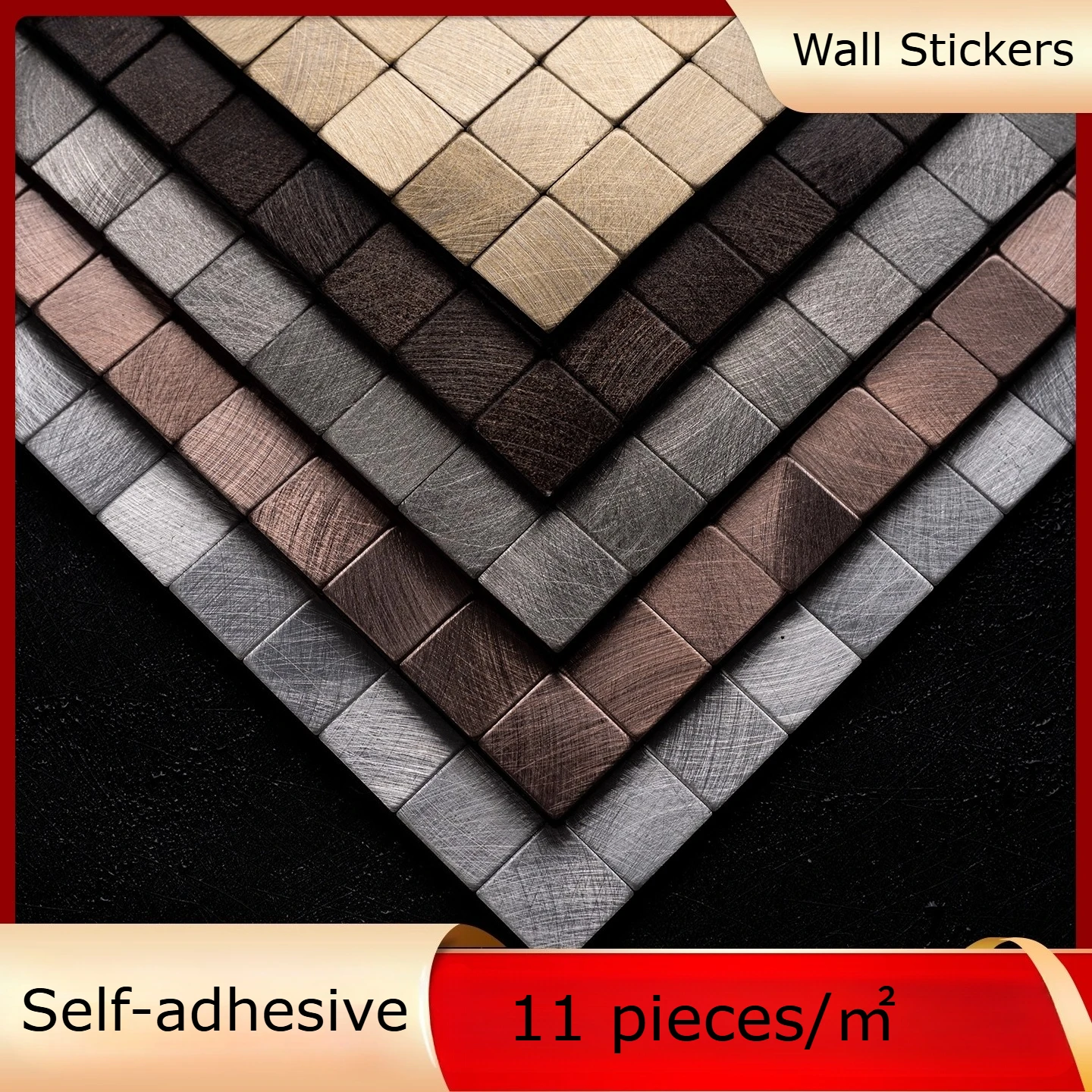 

European Metal Mosaic Tiles Small Pieces Small Particles Wall Sticker Self-adhesive Background Wall Patch Aluminum Plastic