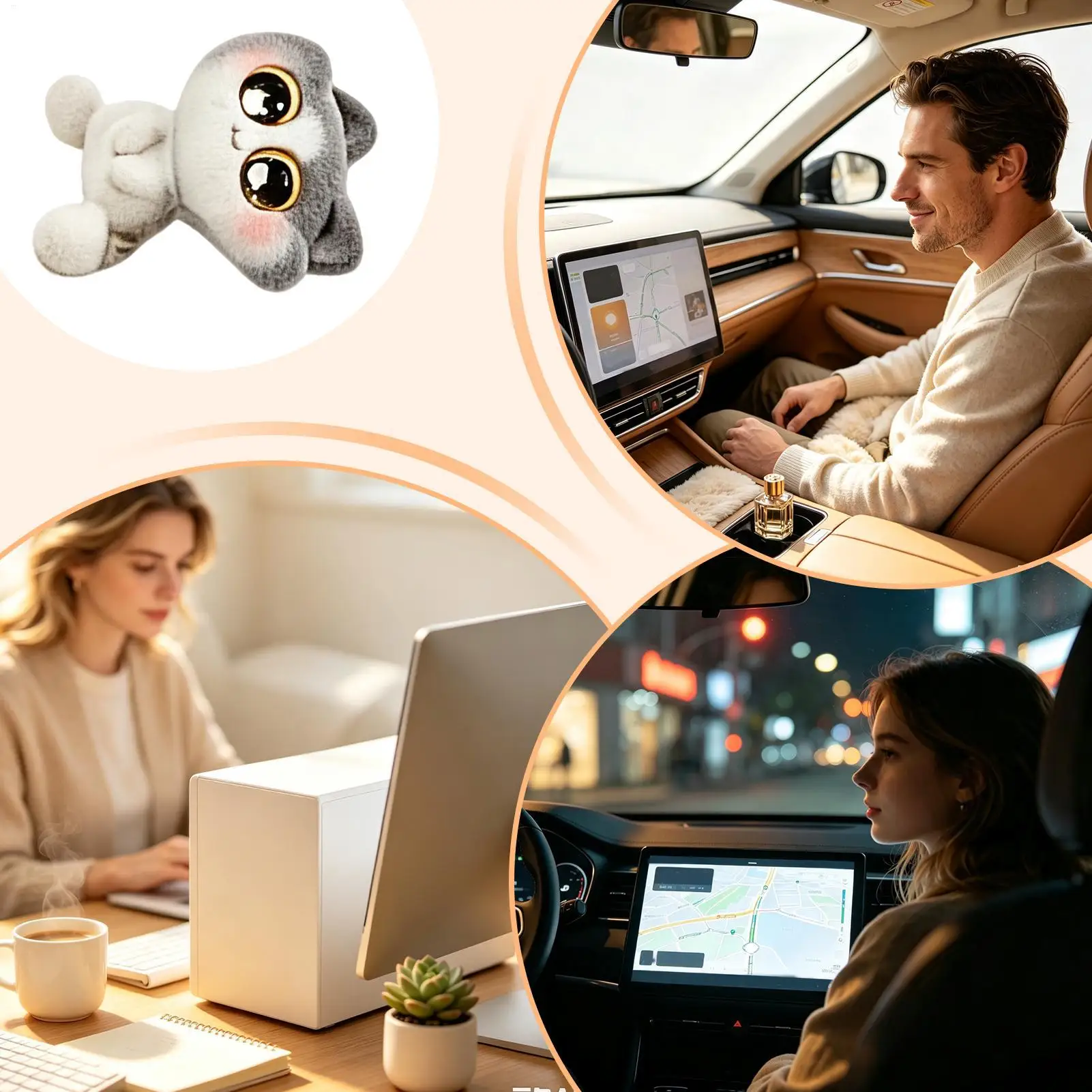 Car Screen Mini Figures Cat Shape Automotive Interior Decoration Computer Monitor Decorations For Women Men Drivers Collectors