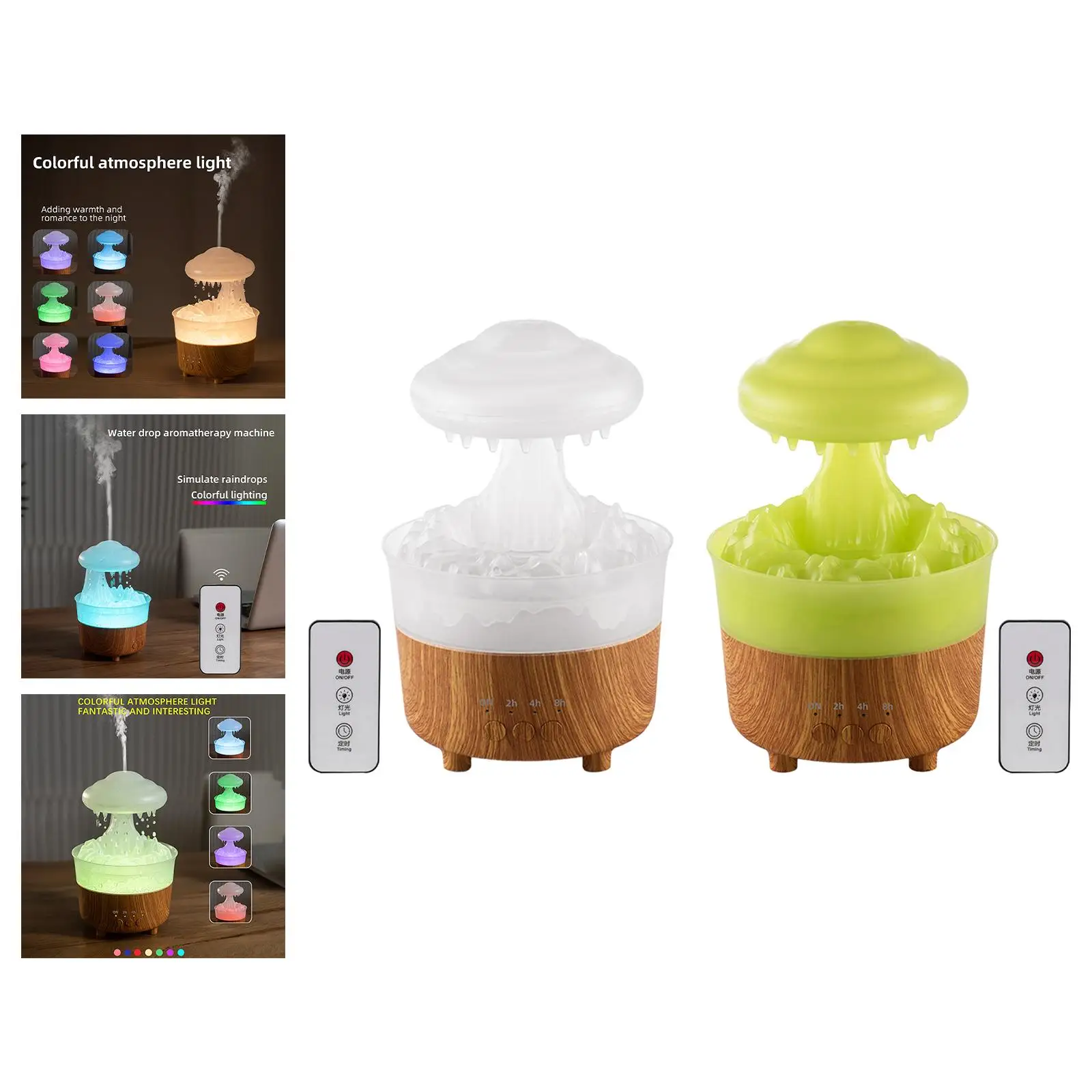 Essential Oil Diffuser Raindrops Mist Humidifier EU 220V Adapter Multifunctional with Atmosphere Light for Home Portable Durable