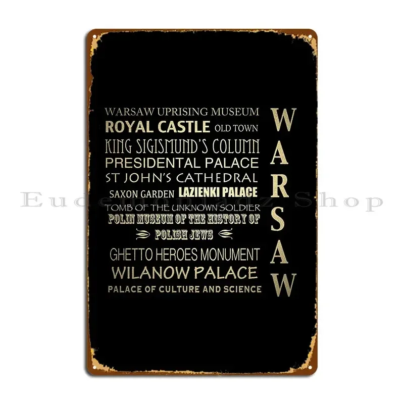 Warsaw Famous Landmarks Metal Sign Club Bar Living Room Home Personalized Club Tin Sign Poster