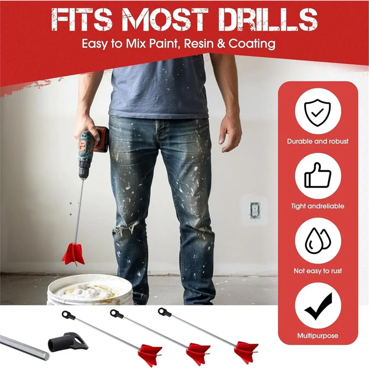 New Arrival@@ Fashion  6 Pack Painting Tool Set 3 Drill Mixers and 3 Paint Brushes, Helix Stirrer for Mixing Paint Resin Coatin