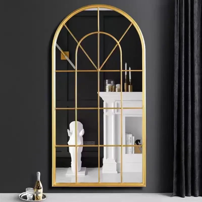 Nordic Style Wall Decor Window Shape Mirror Living Room Bathroom Full-length Mirror Floor-to -ceiling Mirror