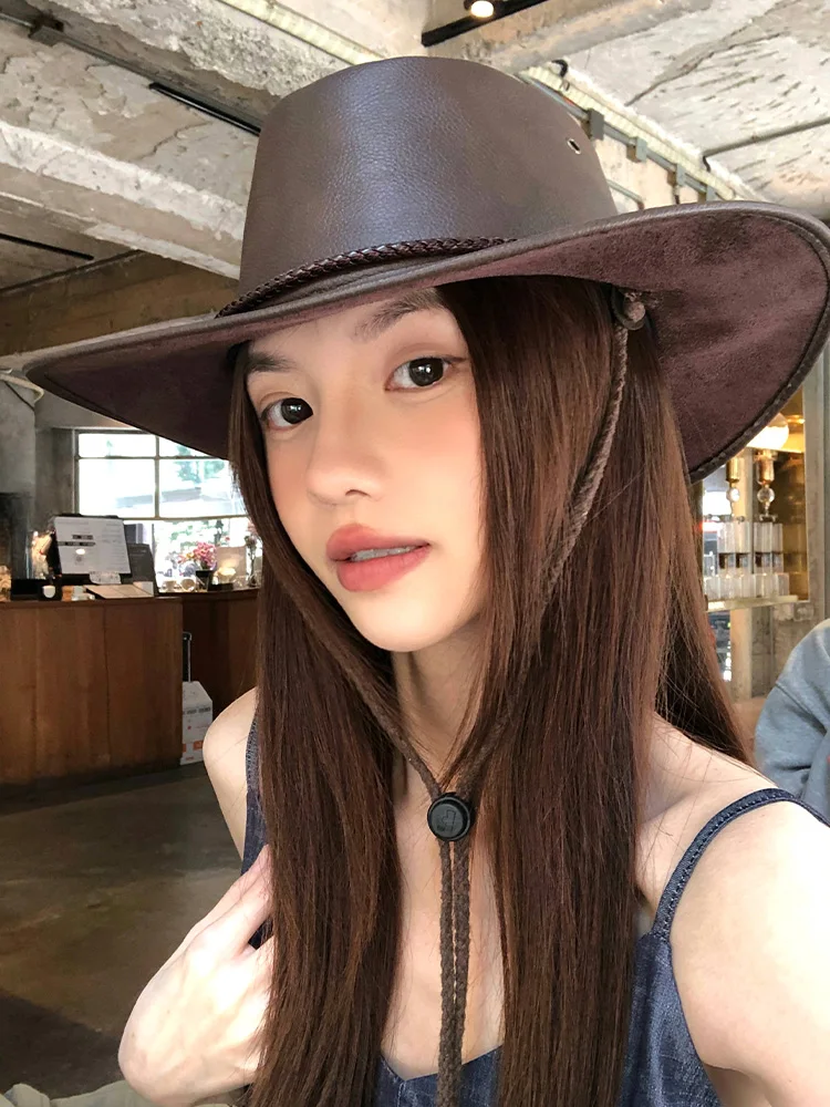 Retro American Western Cowboy Hat Women's Outdoor Travel Sun Protection Hat Climbing Cap Spring Summer New Style Riding Hat