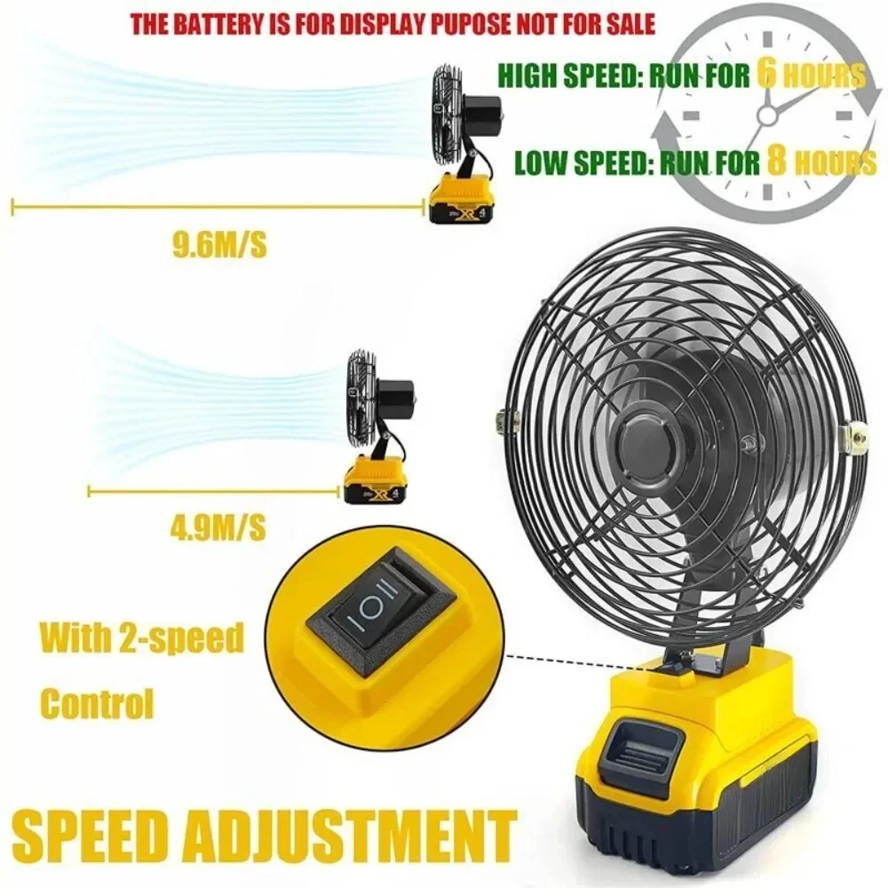 

Portable Jobsite Work fan Cordless Fan Compatible with DeWalt Outdoor Indoor Fans Operated Powered by DeWalt 20V Max Battery