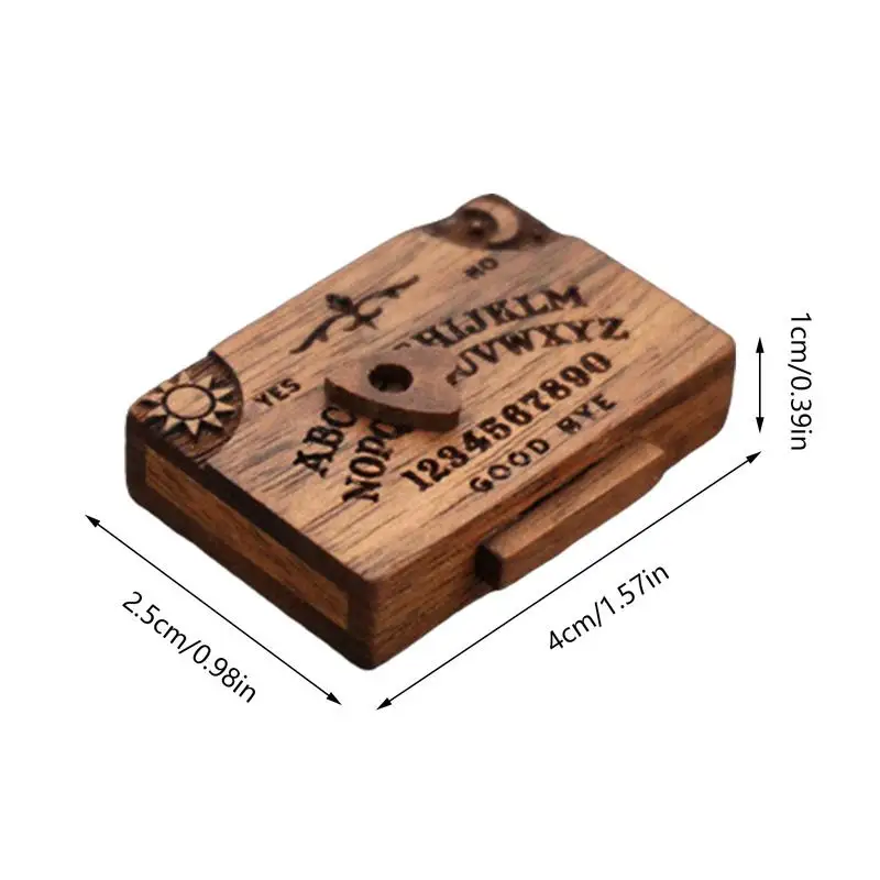 Mini-Ouija-Brett, handgefertigtes Ouija-Brett mit Schublade, Retro-Miniatur-Spiritbrett, sprechendes Geisterbrett, Wahrsagerei-Werkzeuge