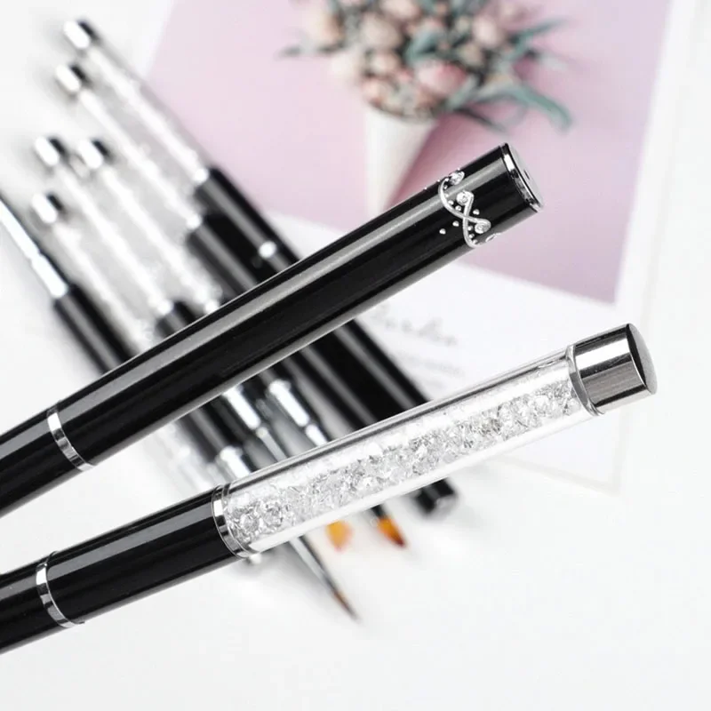 Set di pennelli per design artistico con asta di diamante per fototerapia, gel UV, kit di penne per nail art, strumento per manicure con penna da disegno per intaglio della linea delle unghie