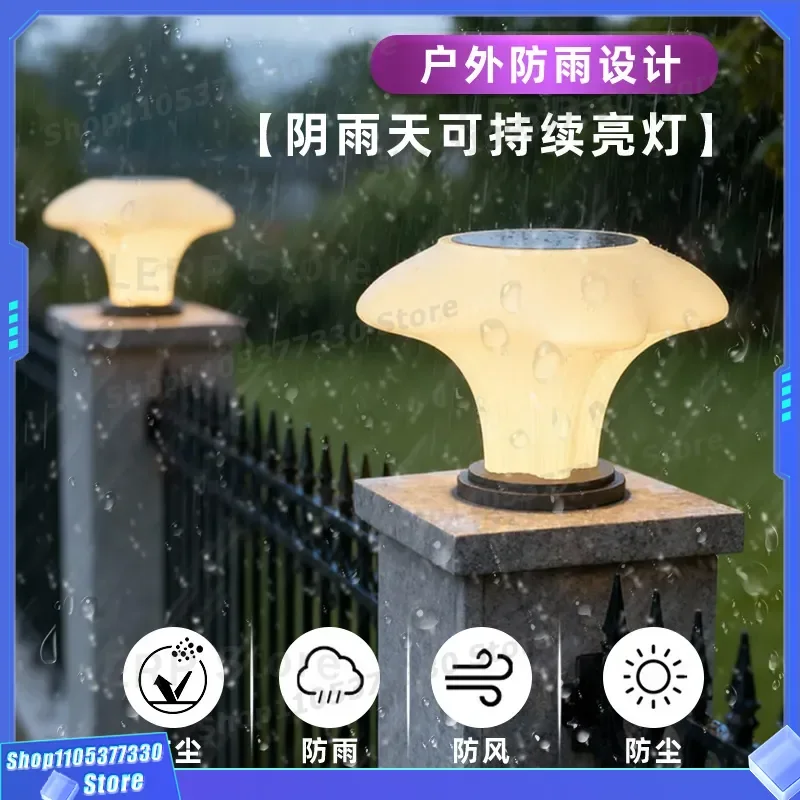 Modern Solar Pillar Lamp for Villa Outdoor Gate Simple Garden Landscape Light Home Decor Pier Post Lantern Waterproof Design