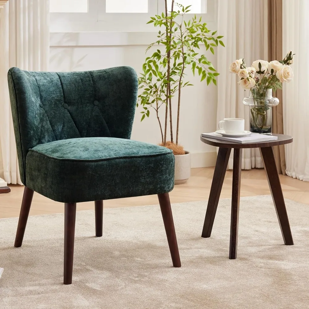 

Modern Accent Living Room Chairs, Accent Chairs for Living Room, Upholstered Side Chair with Lounge Seat and Wood Legs