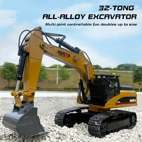 Upgraded Huina 1580 32-Channel Remote Control Excavator Alloy Simulation Hydraulic Engineering VE a Premium Gift for Boys