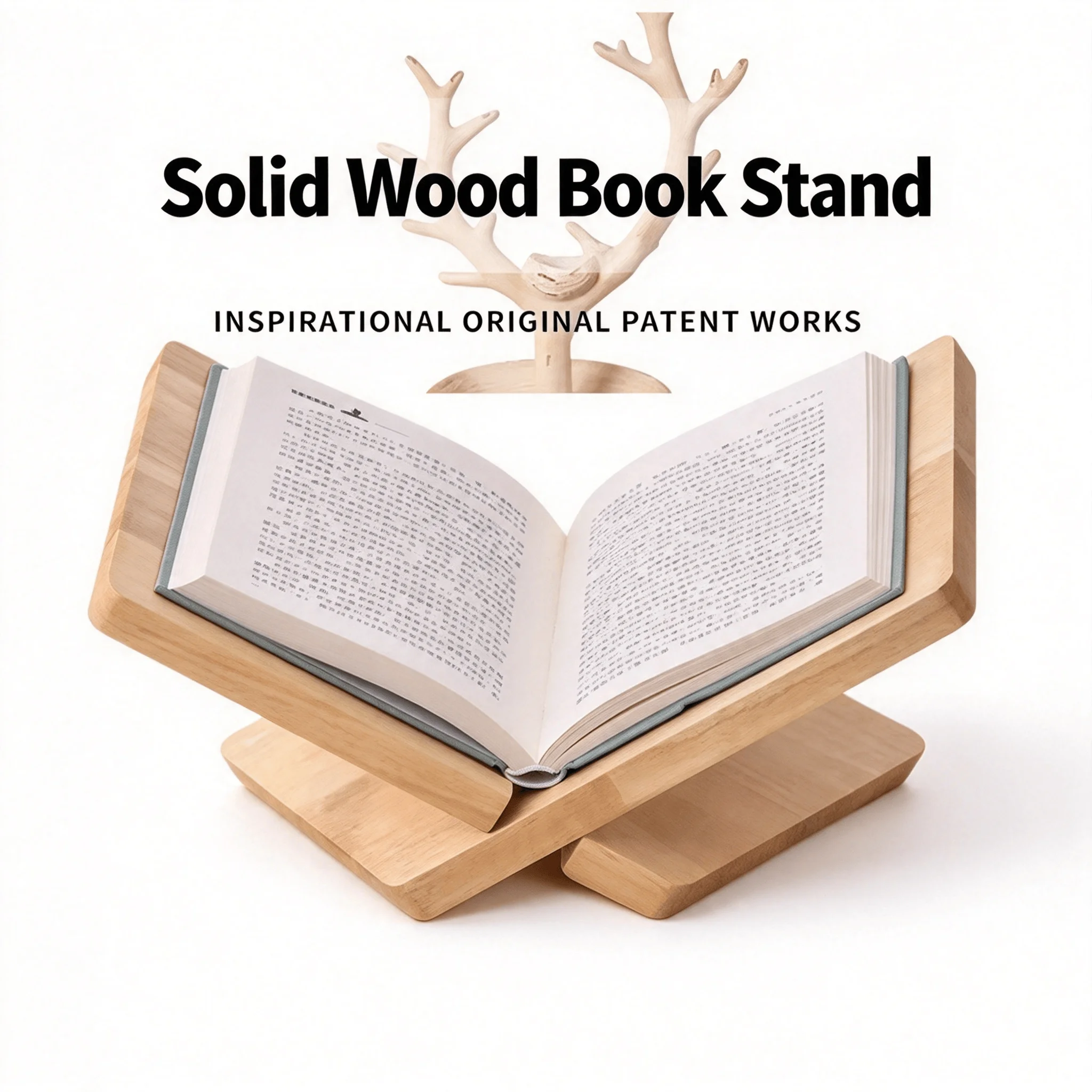 Solid Wood Desktop Reading Stand, Book Display Stand, Recipe Sheet Music Magazine Base, Student Reading Bookshelf Stand