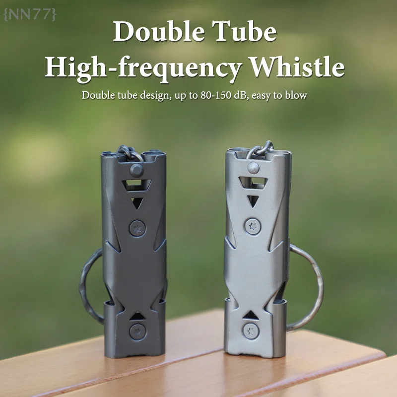 

Double Pipe Whistle Pendant Keychain, High Decibel Portable Outdoor Survival Emergency Camping Tool 1PC