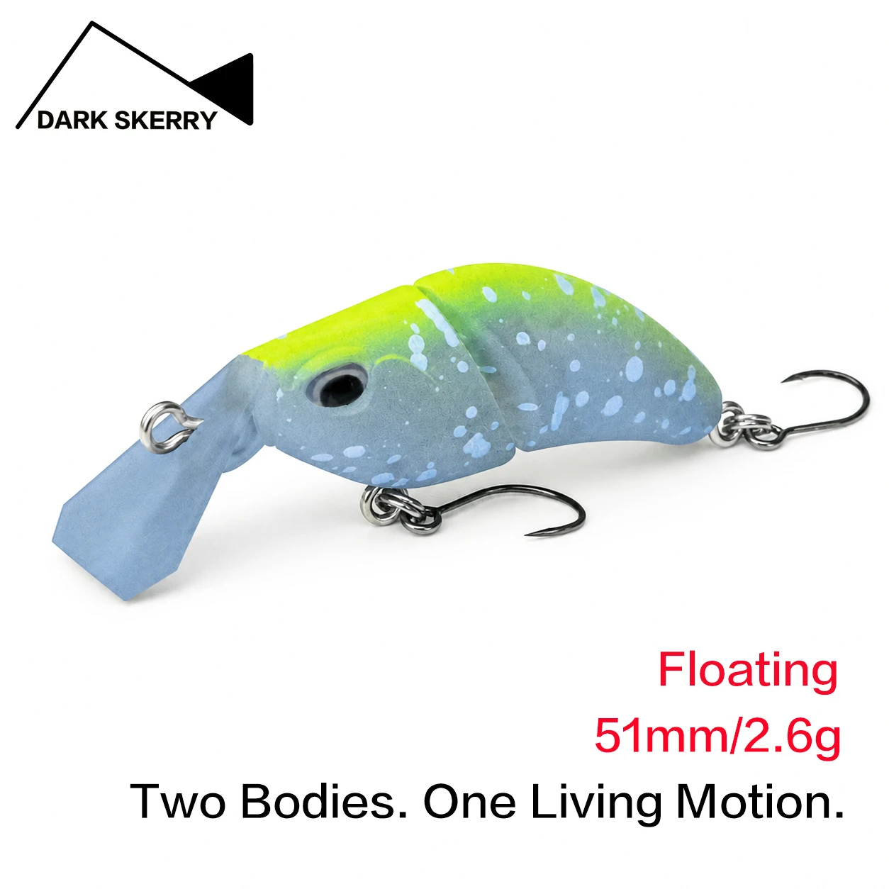 51mm 2.6g Floating Jointed Crankbait Two-Piece Flat-Sided Shallow Runner ABS Hard Fishing Lure Natural Wobbling Action for Trout