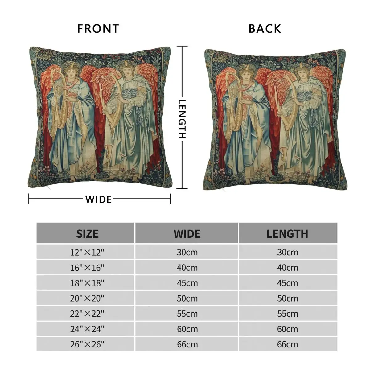 Angeli Laudantes Edward Burne-Jones Square Pillowcase Polyester Linen Velvet Pattern Decor Throw Pillow Case Car Cushion Case