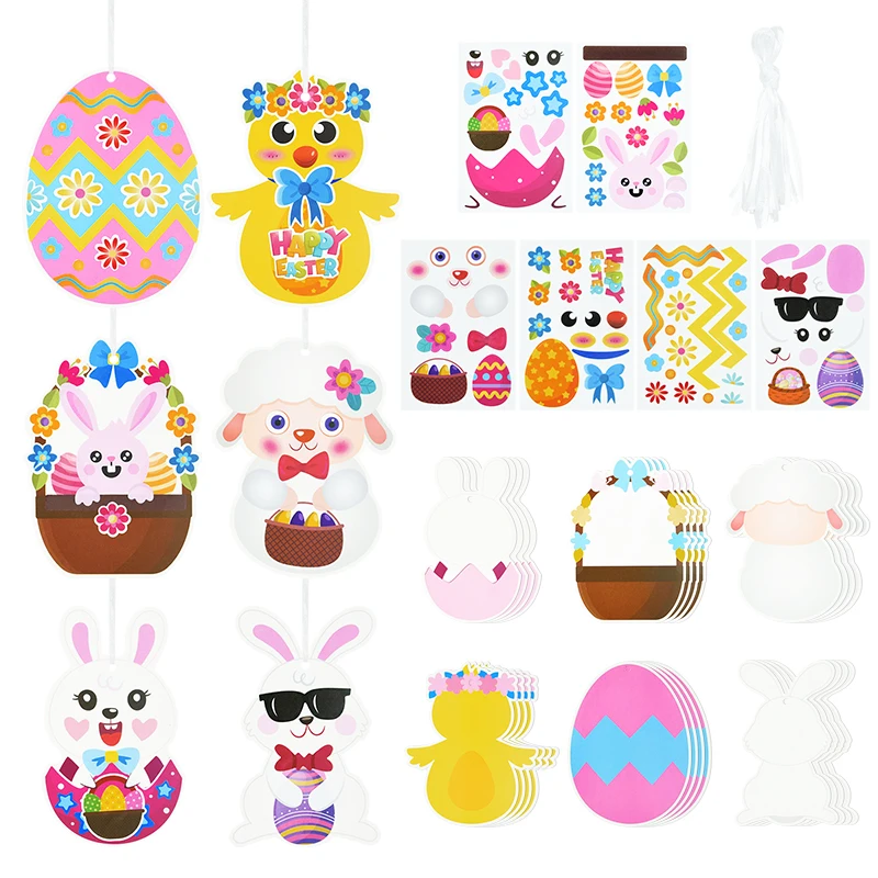 

Easter Puzzle Stickers Children DIY Make a Face Bunny Chick Egg Decals Cute Animal Jigsaw Sticker Kids Party Favor Education Toy