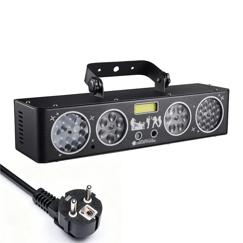 DTEN-Stage Light 6 In 1 RGB LED DJ Party Light Auto Mode Sound Activated Laser Strobe Effect EU Plug For Disco Club Show