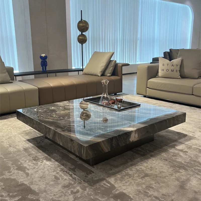 

Итальянский минималистичный журнальный столик из каменной плиты для гостиной, современный минималистичный мастер-дизайнер, квадратный подвесной высококачественный чайный столик