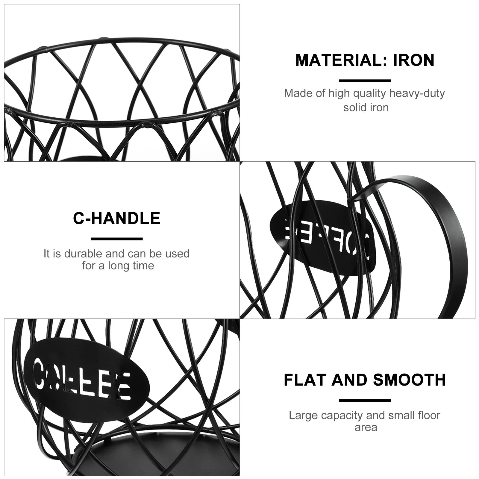 

1pc Coffee Pod Holder Iron Storage Organizer Kitchen Coffee Bar Station Black Heavy Duty Capsule Keeper Creamer Tea Pod Fruit