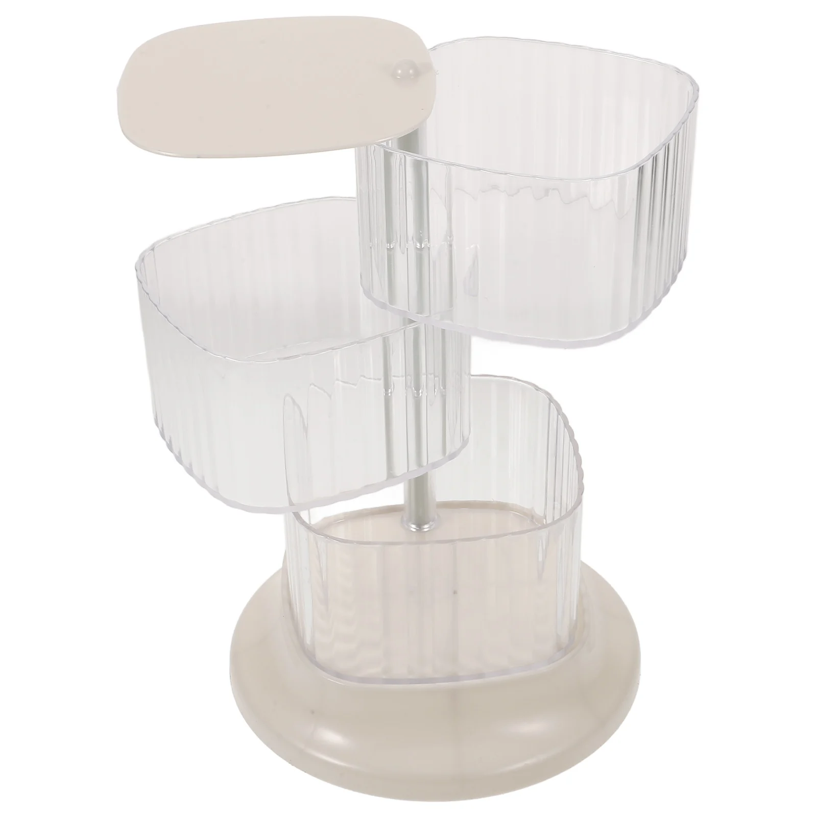 

Rotating Desktop Storage Box 3-Layer Clear Organizer for Hair Ties Accessories Makeup Sponge Jewelry Organizer