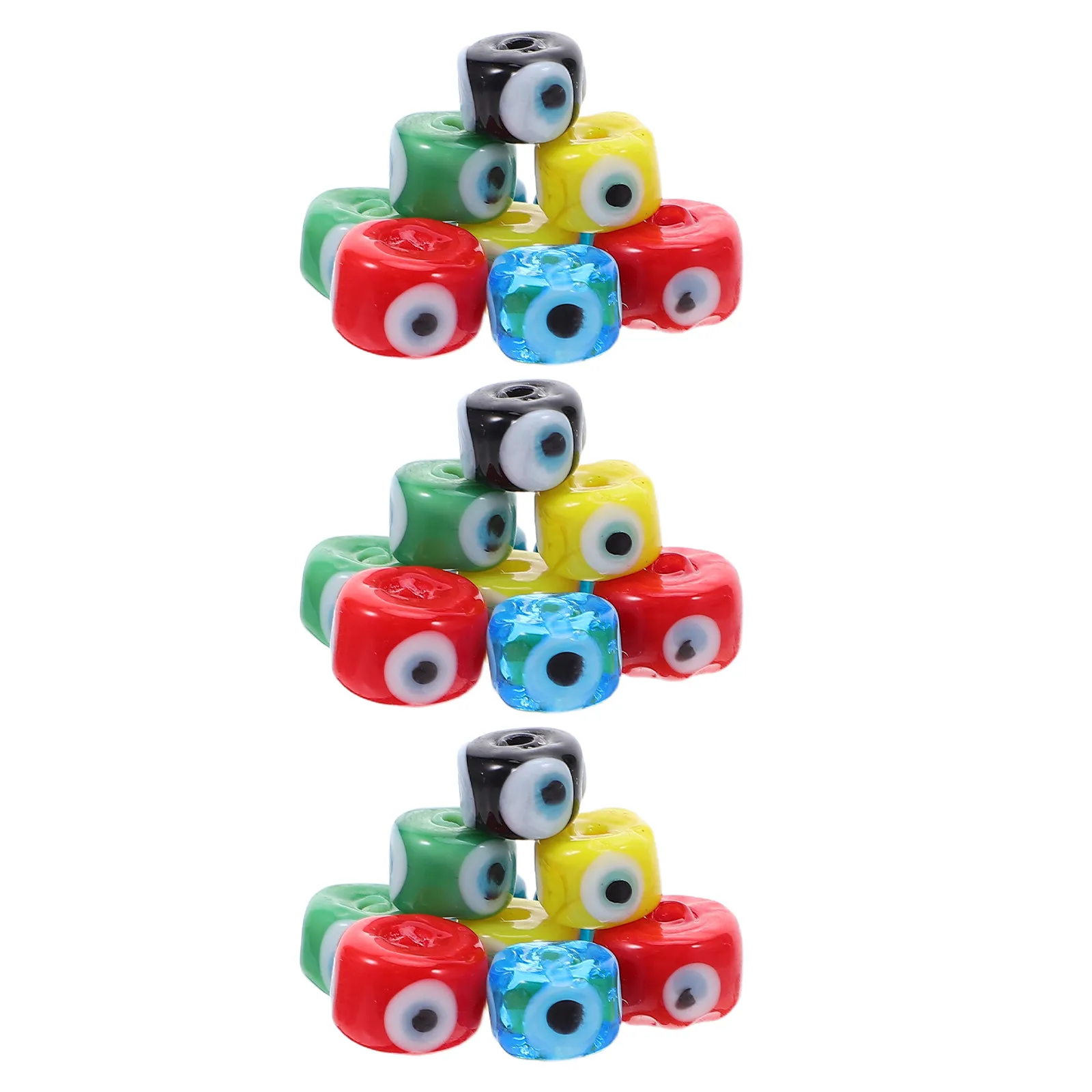 30Pcs Glass Evil Eye Beads Flat Round Glaze Eye Pendants Craft Making Charms for DIY Bracelet Necklace Earring Keychain Jewelry
