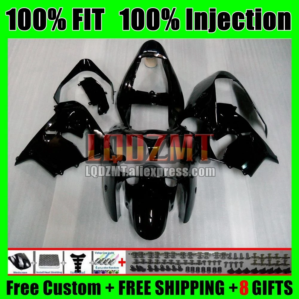 Injection Body For KAWASAKI NINJA ZX 9 R ZX900 ZX-9R ZX9R 00 01 56No.1 ZX9 R All black 900 CC 900CC ZX 9R 2000 2001 Fairing