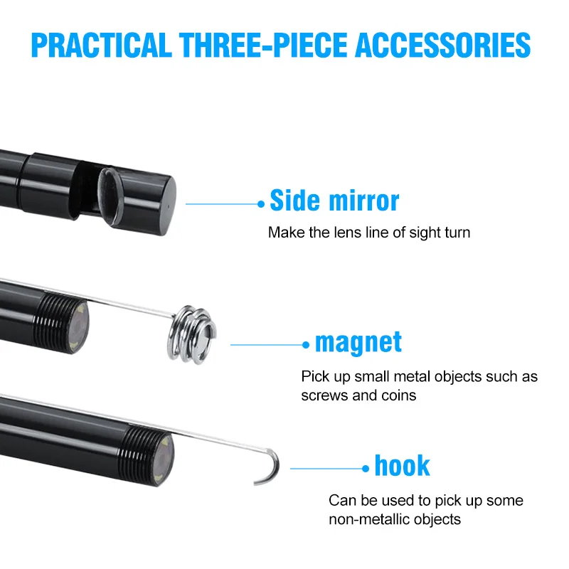 5.5mm Sewer Industrial Endoscope IP67 Waterproof Type C Mini Camera 3 in 1 Automotive Borescope Camera With LED for Android PC