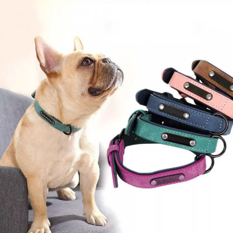 Maßgefertigtes Lederhalsband für mittelgroße/große Hunde. Graviertes Namensschild, weiches Echtleder, robuste Schnalle, stabiler D-Ring für hohe Beanspruchung – Detail 1
