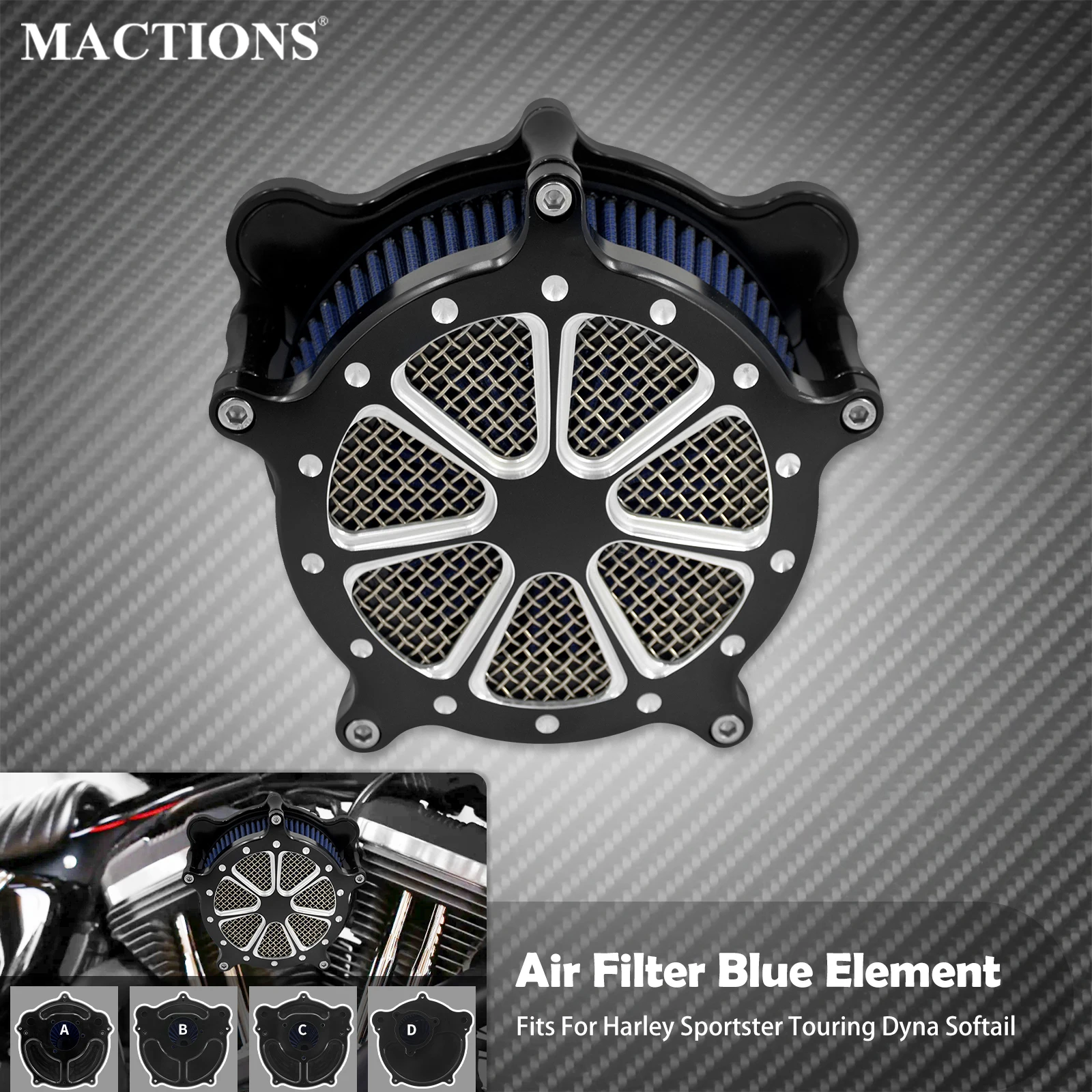 

Air Cleaner Motorcycle Blue Air Filter Element Intake CNC For Harley Sportster XL 883 Touring Electra Glide Softail Fat Boy Dyna