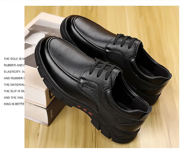 Herren Business-Schuhe mit weicher Sohle, rutschfest, strapazierfähig, Schnürschuhe aus Leder im britischen Stil, lässige, trendige Vater-Schuhe – Detail 15