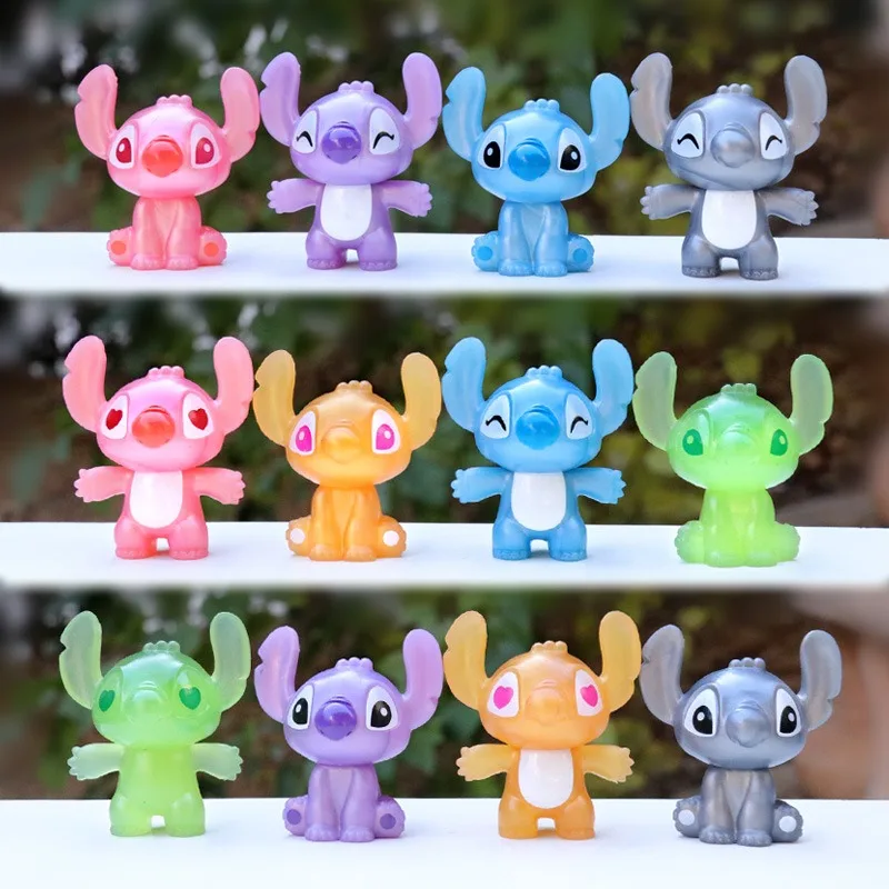 

Cute Cartoon Stitch Disney Anime Figure Doll Toys PVC Q version birthday cake bake desktop decorations Toy Pendant model gifts