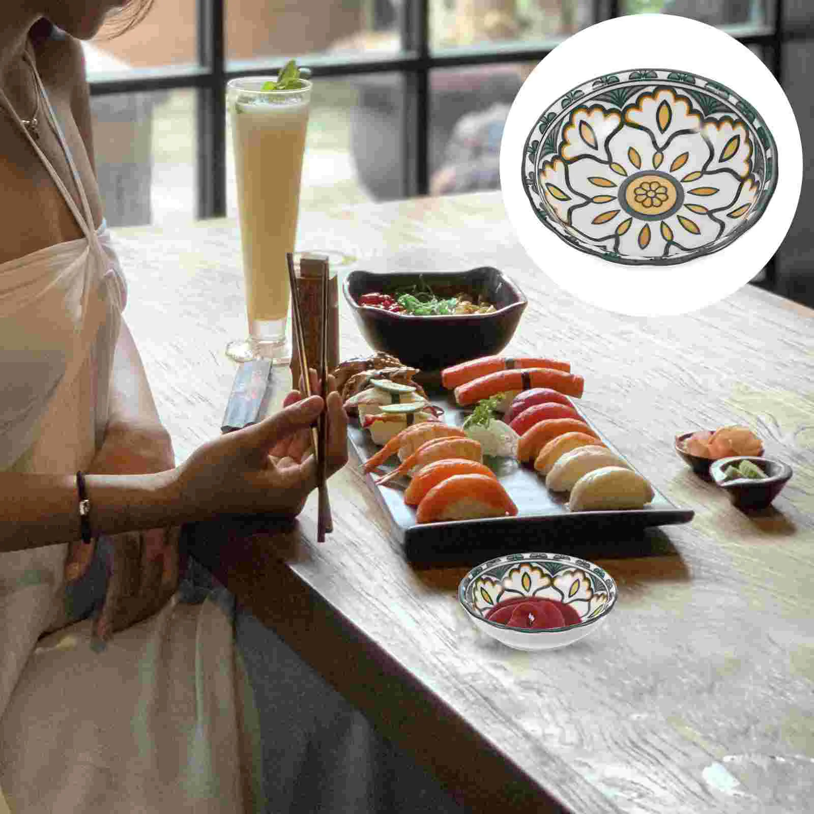 Ceramic Dipping Plate Ceramic Dipping Sauce Dish Seasoning Dish Sushi Soy Dipping Plate Appetizer Plate Snack Plate (35 Inch)