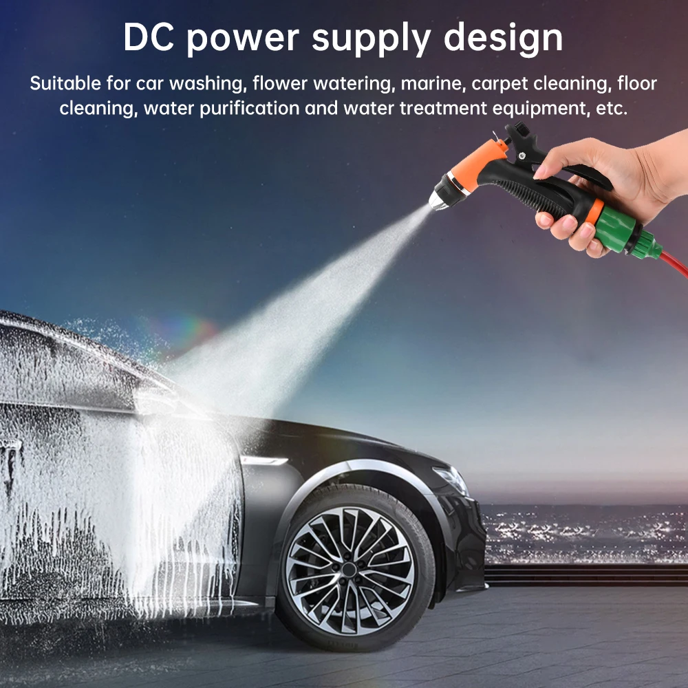 High Pressure Car Washing Machine Kit 12V Electric Pump Wash Sprayer Power Cable Hoses car washing pump and washer kit