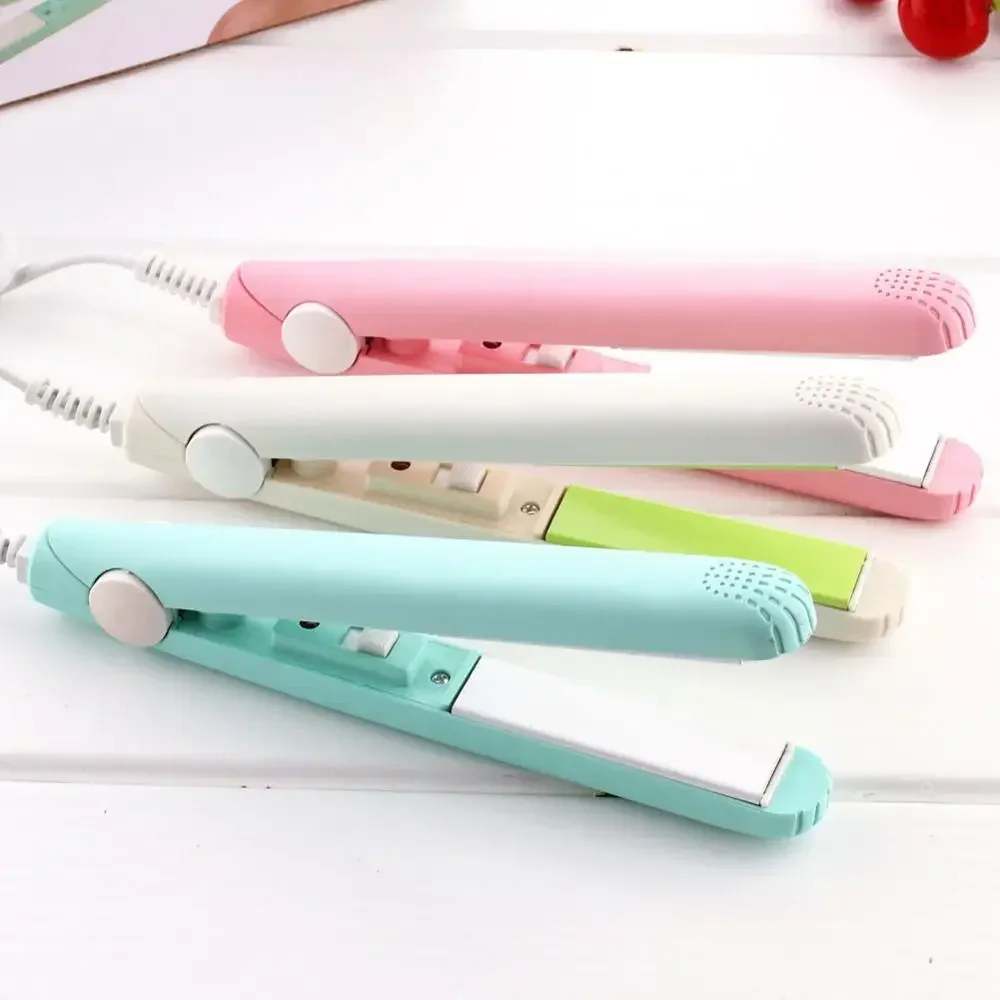 Mini 2 in 1 Hair Straightener Flat Iron Tourmaline Ceramic Splint Straightening Curling Tool Portable Curling Iron Small Hair