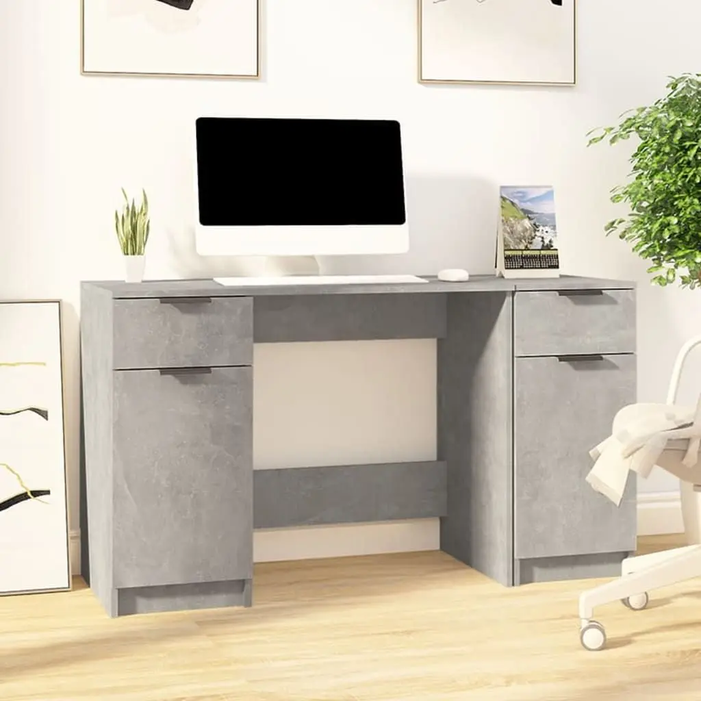 

Desk Concrete Grey Engineered Wood Medium Desk Rectangular