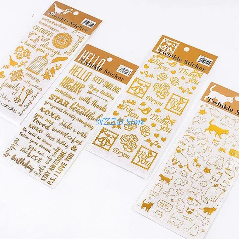 T21F Letters for Cat Metal Stickers Flower Series Wishes Stickers for DIY Crafts Deco