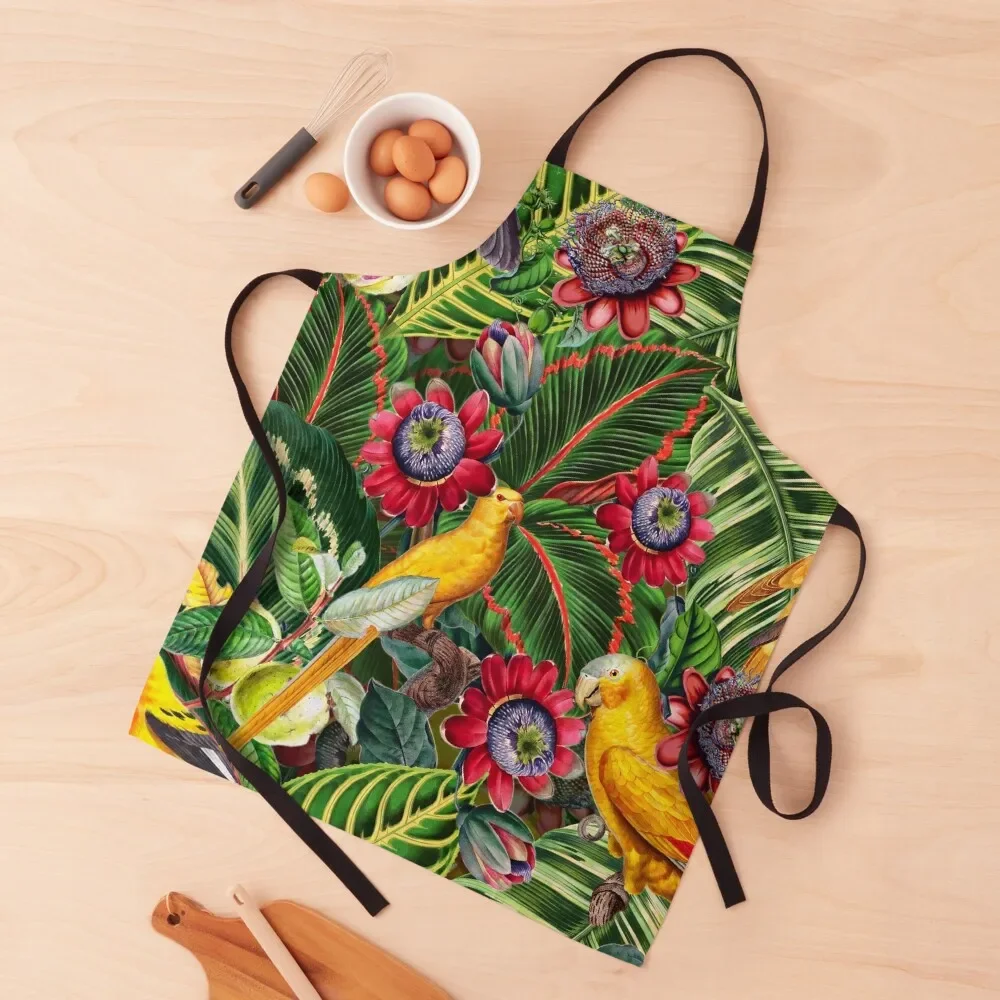 Vintage Tropical Bird Jungle Botanical Night Botanical Garden Apron For Cosmetologist restaurant accessories Apron