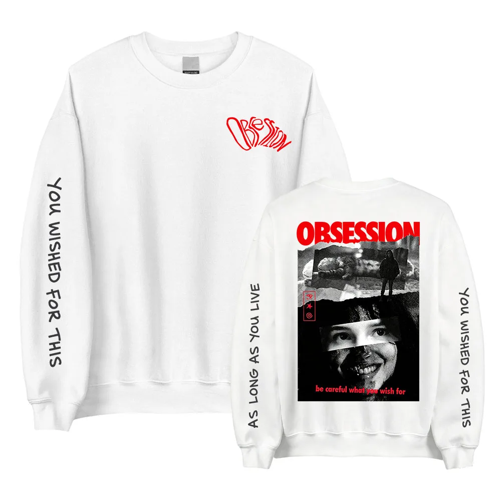 Obsession Be Careful What You Wish for Sweatshirt mit Rundhalsausschnitt, lockerer Schnitt, lange Ärmel, Unisex, Streetwear, Grafikdruck, Merch, Freizeitoberteil – Detail 3