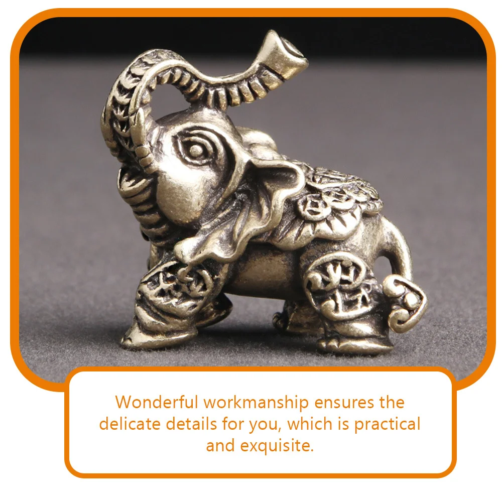 

2Pcs Small Copper Decoration Retro Elephant Statue for Indoor Outdoor Display Desktop Shelf Cabinet Decor Vintage Animal