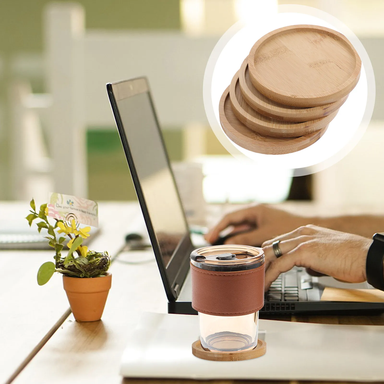 

Набор из 4 бамбуковых подставок ручной работы в стиле мозаики, нескользящие подставки для напитков, коврики для стола, для кофе, чая, наборы для рукоделия, для домашнего использования