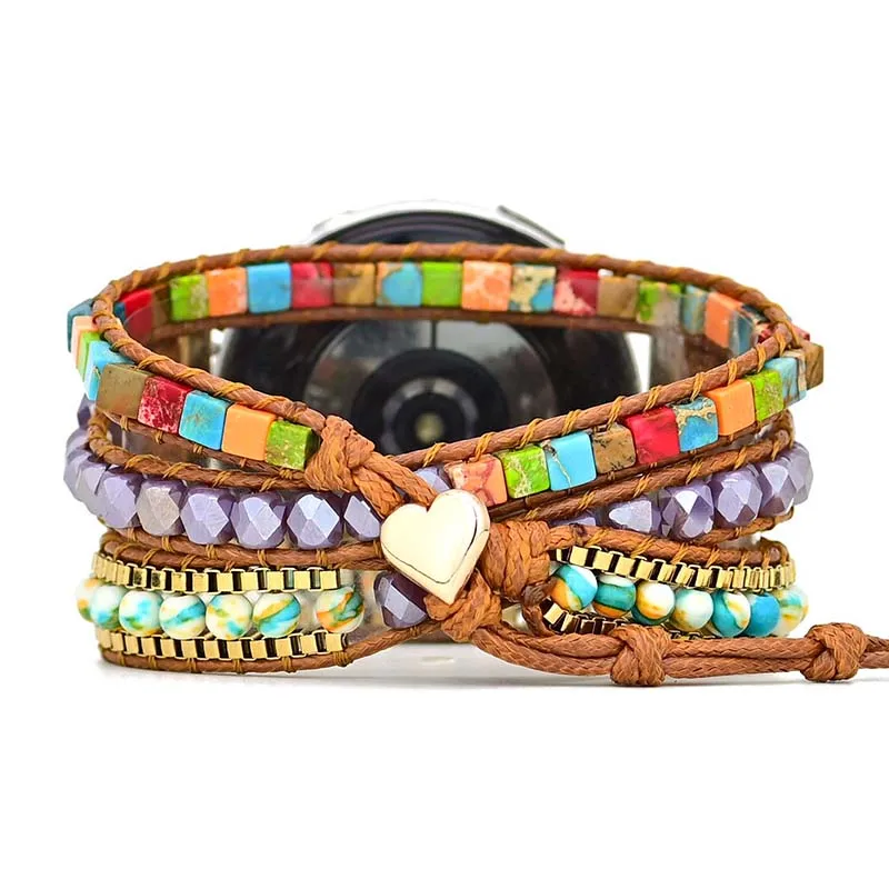 22mm 20mm Bohemian Watchband For Galaxy Watch 4 Strap 42 46mm S3 Active 2 Natural Stone Bracelet Amazfit GTS 2 3 Pro GTR gt2pro