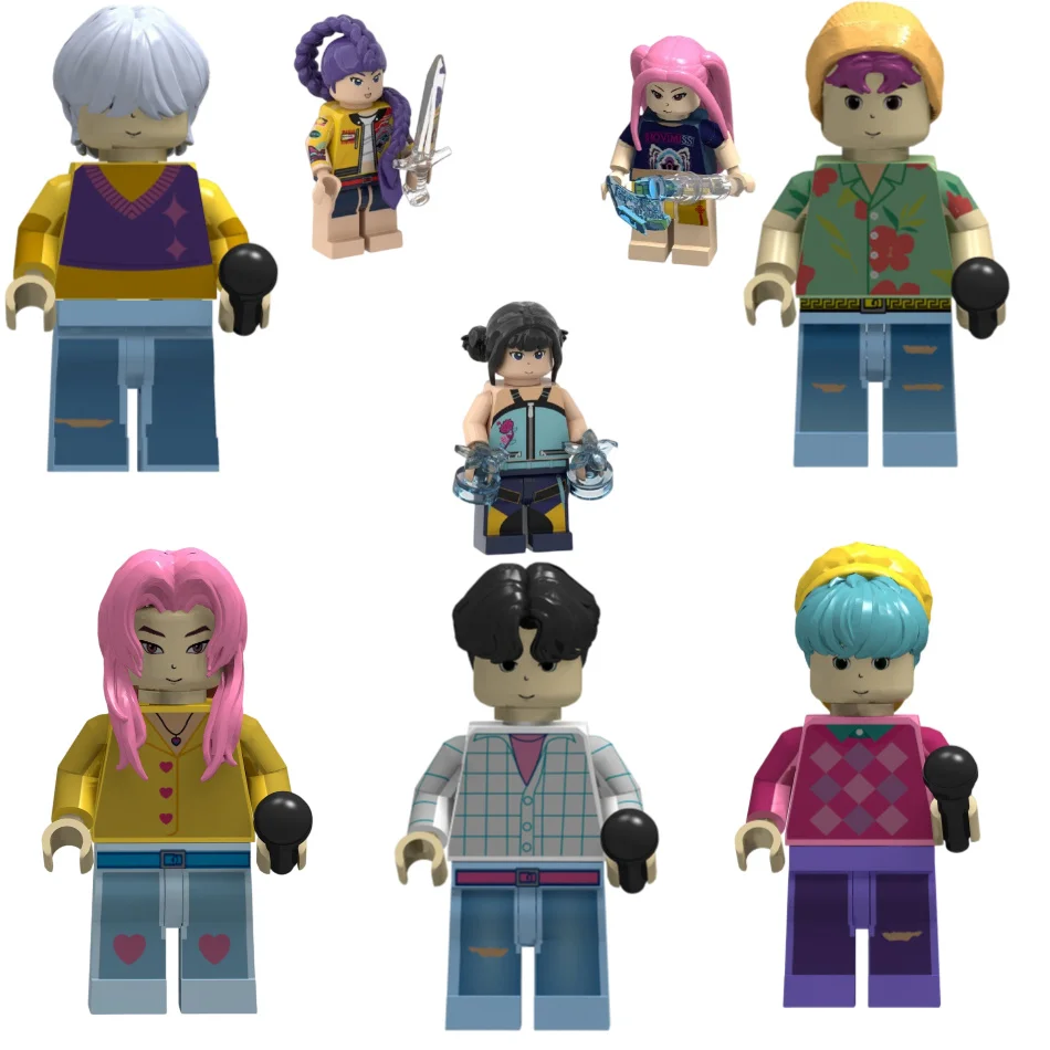 8 pièces Kpop chasseurs de démons Mini figurine blocs de construction jouet périphériques bureau décoration Collection figurines jouet cadeau de noël