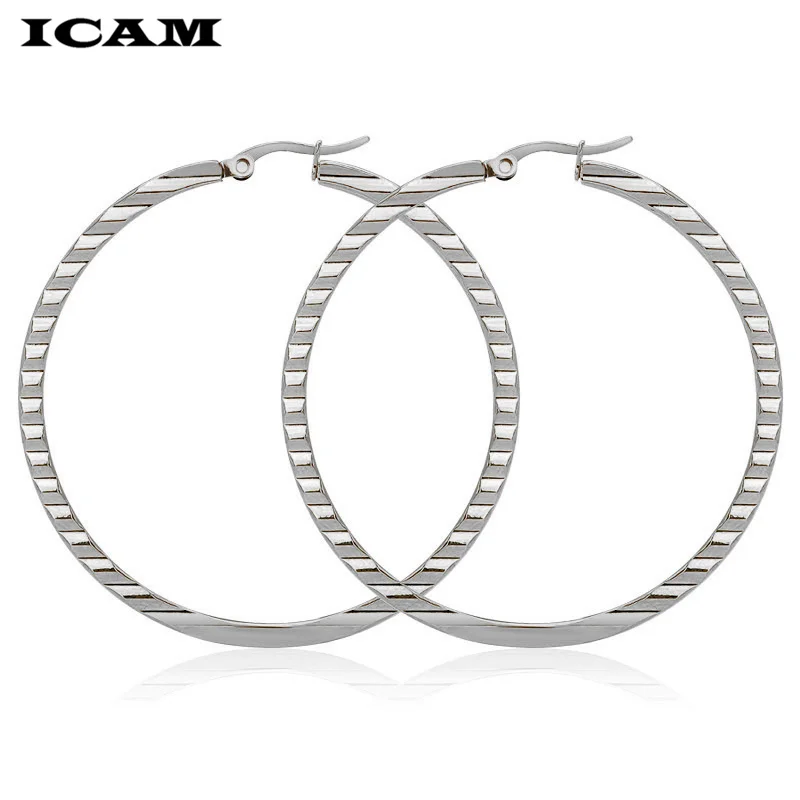 ICAM Gold Silver Color Round Small Big Hoop Earring for Women Stainless  Trendy Jewelry wholesale Earings Women Accessories