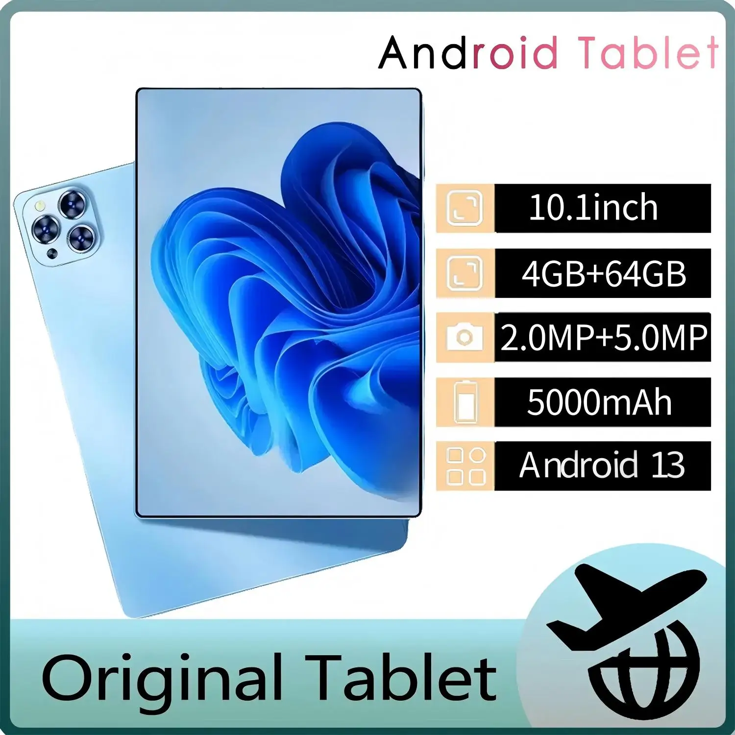 Tablettes Android Nouvelles 10,1 Pouces Octa Core 4 Go de RAM 64 Go de ROM Google Play Double Caméra Double SIM Appel Téléphonique WiFi Tablette 5000 mAh